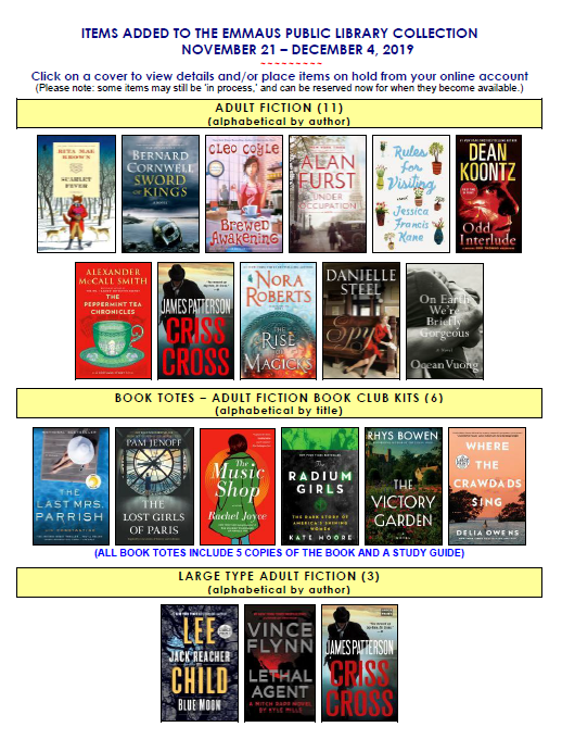 Just added 53 more items (11/2112/4) Emmaus Public Library