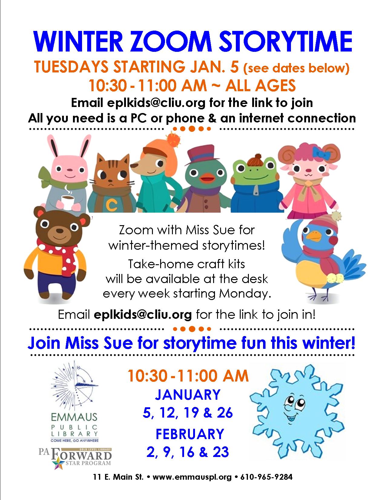 ONLINE Winter Zoom Storytime Emmaus Public Library