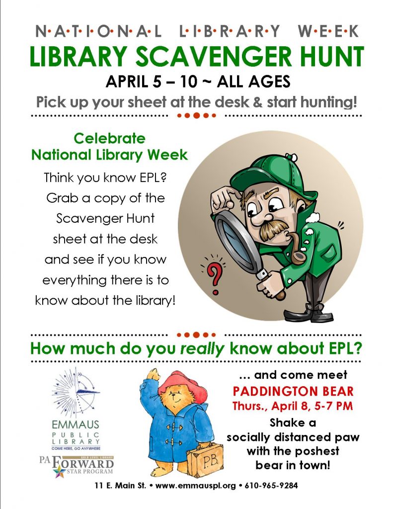 Library Scavenger Hunt Emmaus Public Library