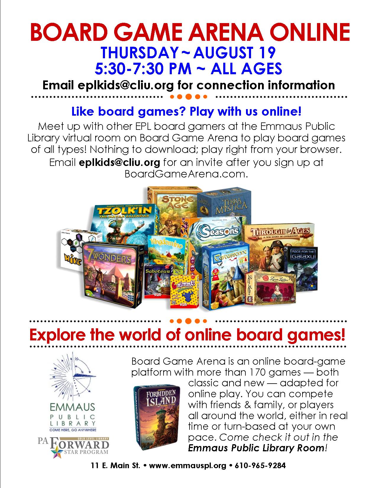 ONLINE: Board Game Arena - Emmaus Public Library
