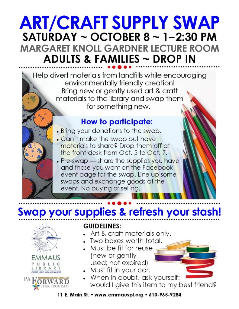 Art/Craft Supply Swap Emmaus Public Library